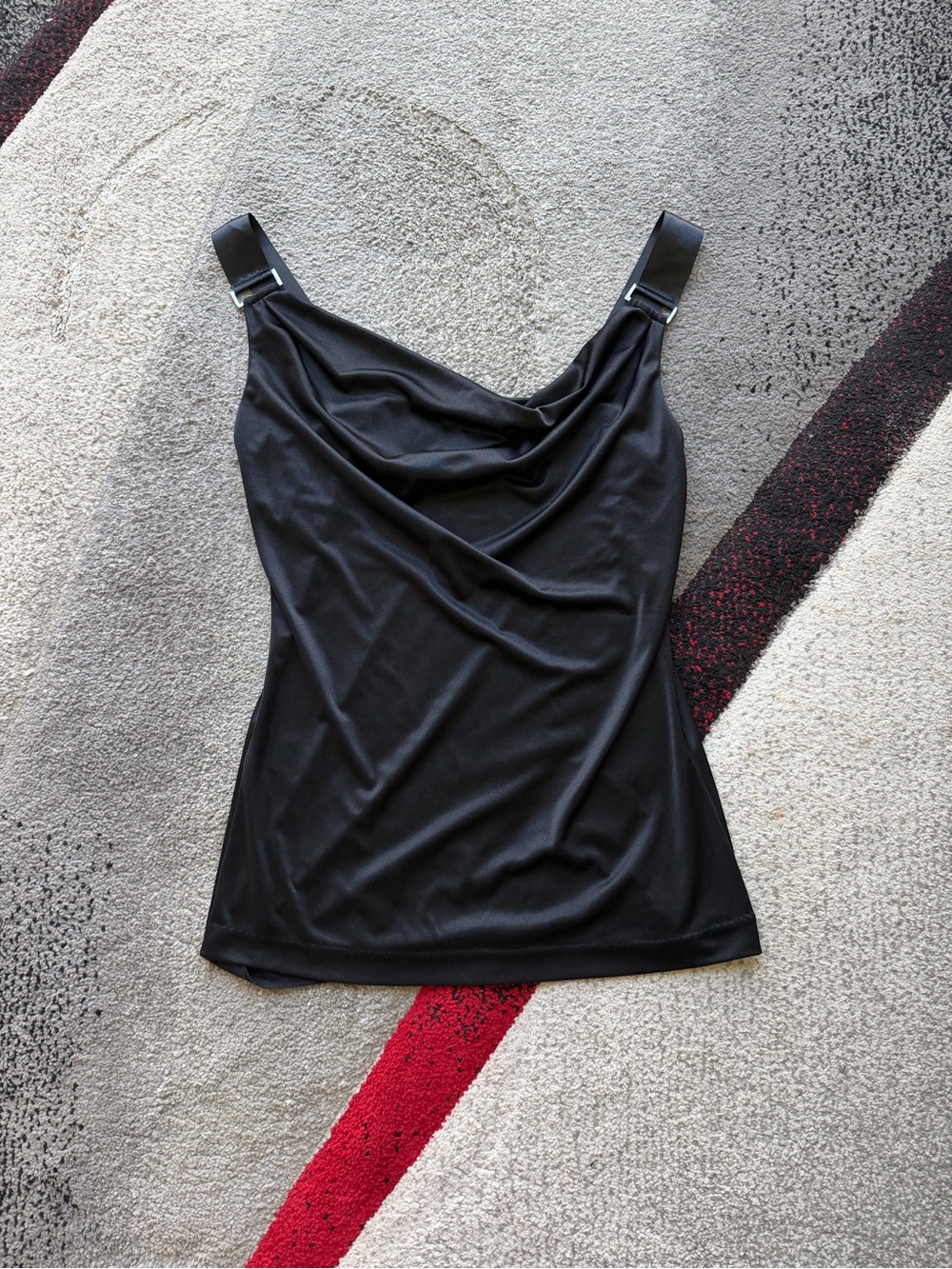 Calvin Klein Vintage Black Cowl Neck Strappy Tank Blouse